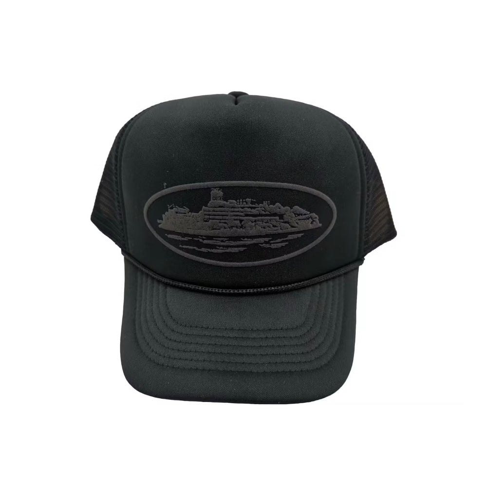 Corteiz Alcatraz Trucker Hat Triple Black