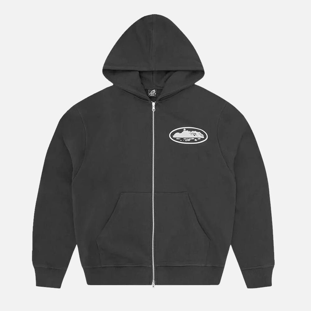 Corteiz Island Puff Print Zip Hoodie Black
