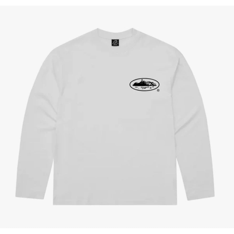 Corteiz OG Island Logo Longsleeve Tee White
