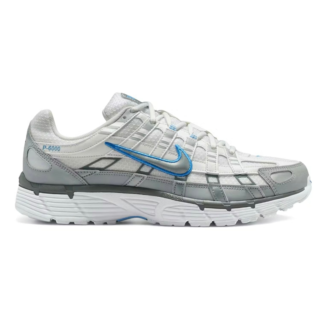 Nike P-6000 White Metallic Silver Blue