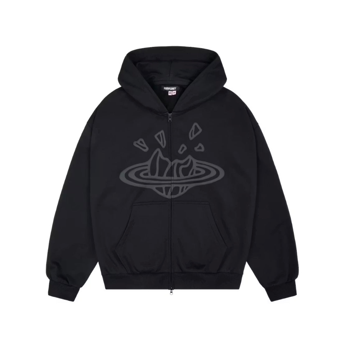 Broken Planet Zip Up Hoodie Midnight Black
