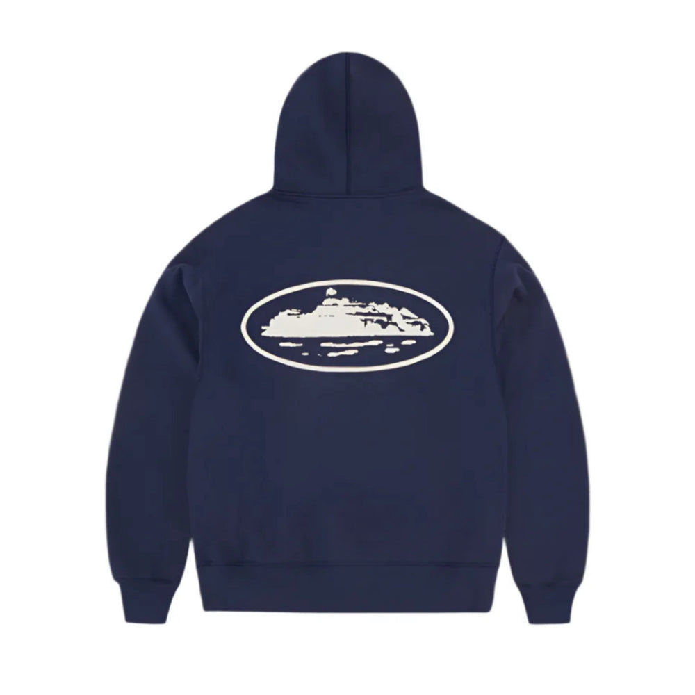 Corteiz Island Puff Print Zip Hoodie Navy