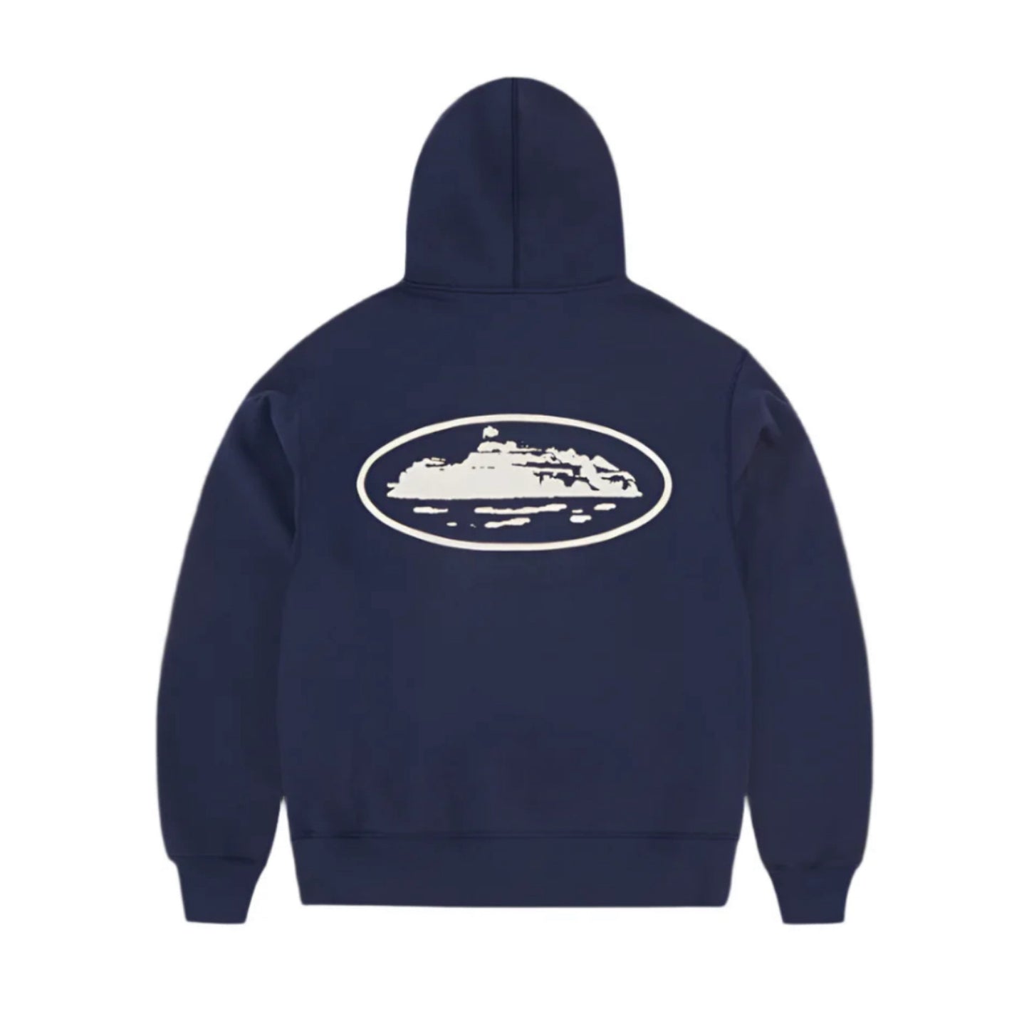 Corteiz Island Puff Print Zip Hoodie Navy