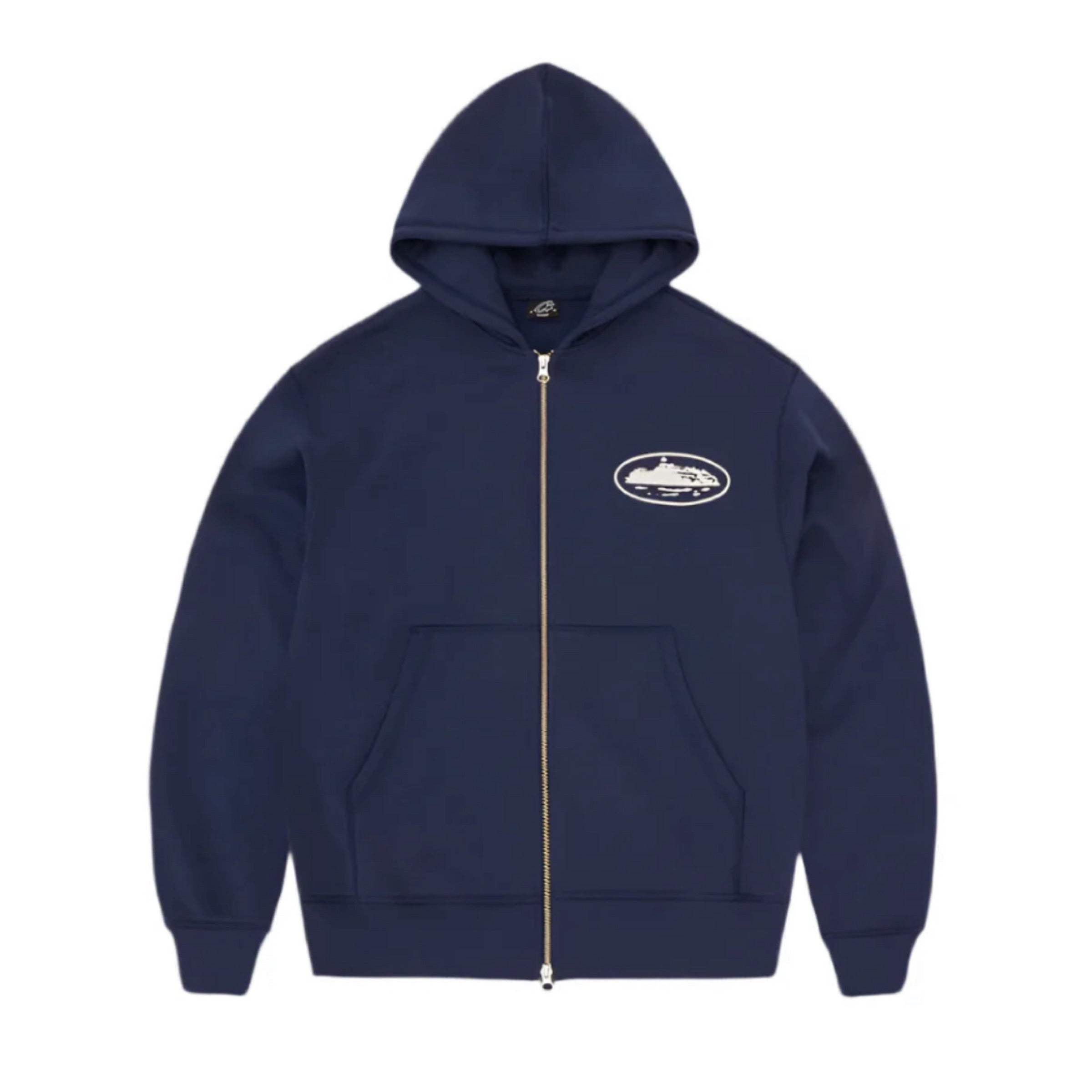 Corteiz Island Puff Print Zip Hoodie Navy – Crep Exclusive