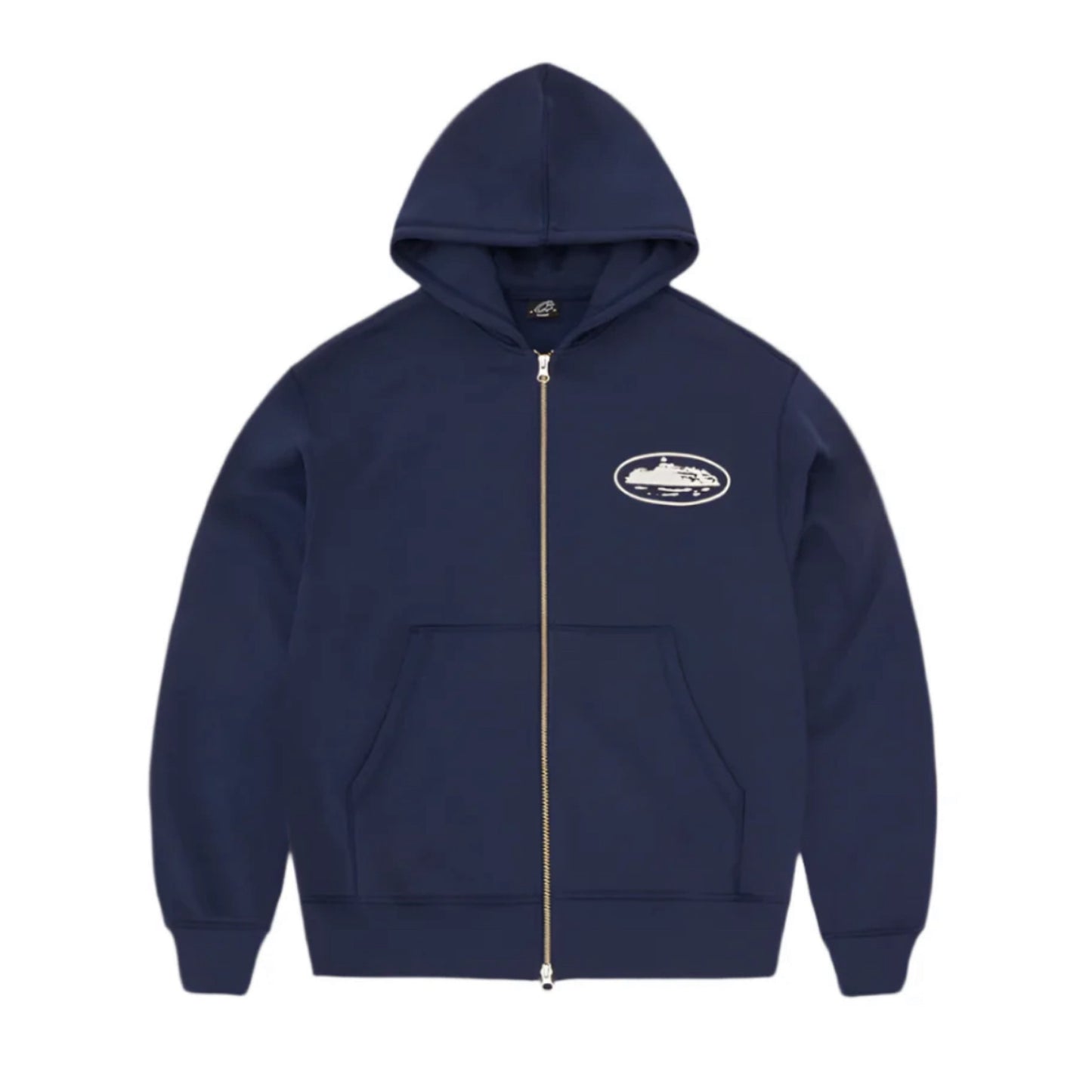 Corteiz Island Puff Print Zip Hoodie Navy
