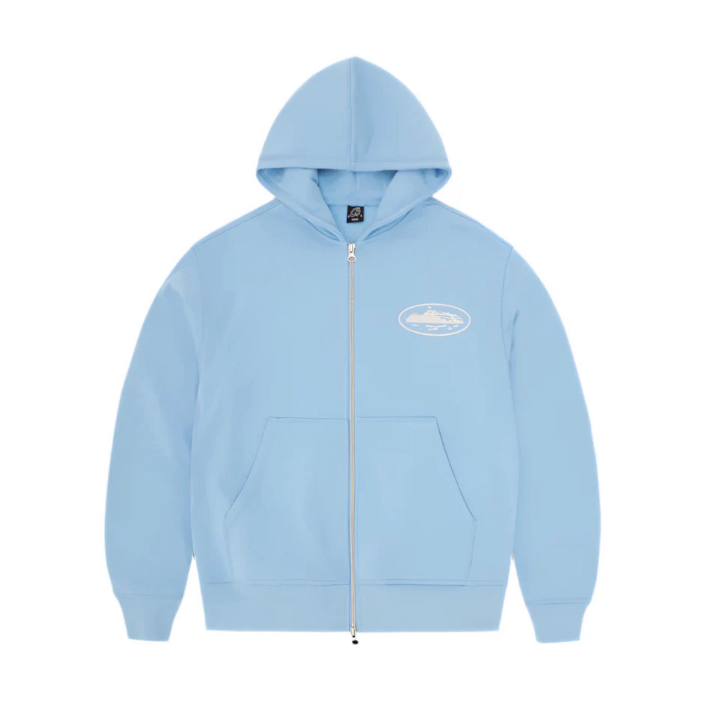 Corteiz Island Puff Print Zip Hoodie Baby Blue