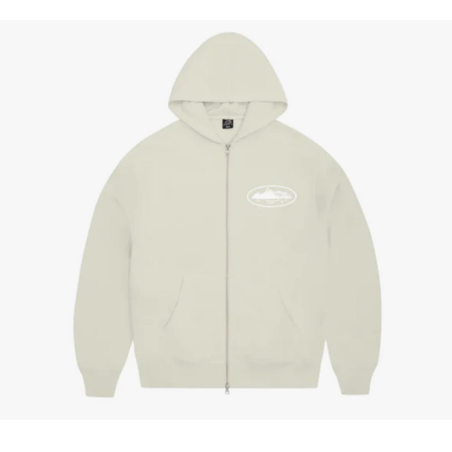 Corteiz Island Puff Print Zip Hoodie Off White