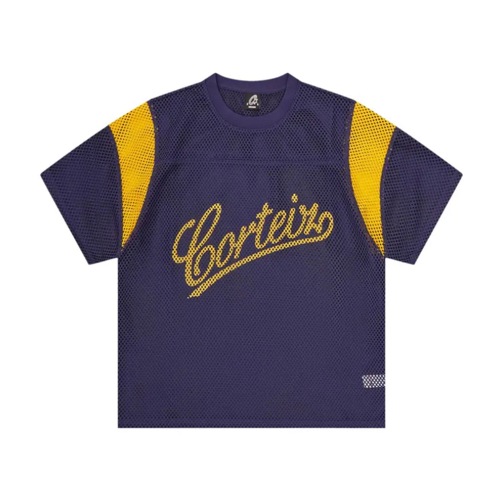 Corteiz Open Mesh Panel Jersey Navy/Yellow