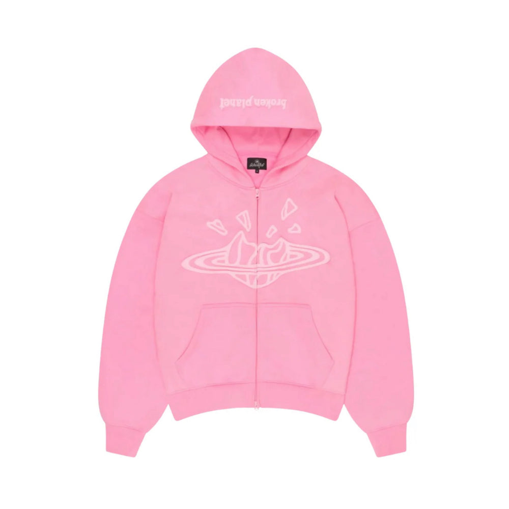 Broken Planet Market Zip Up Hoodie Candy Pink