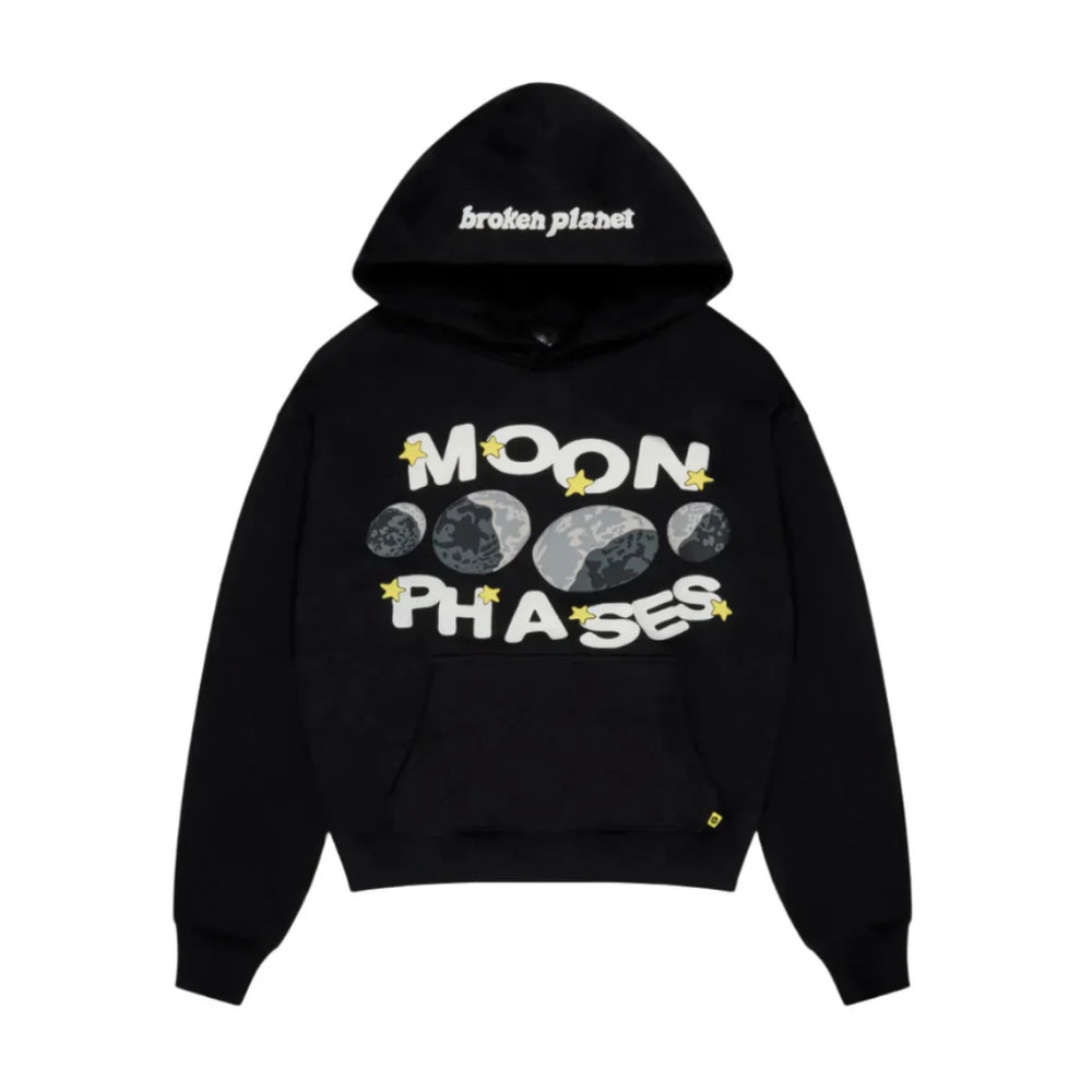 Broken Planet Market Moon Phases Hoodie Midnight Black