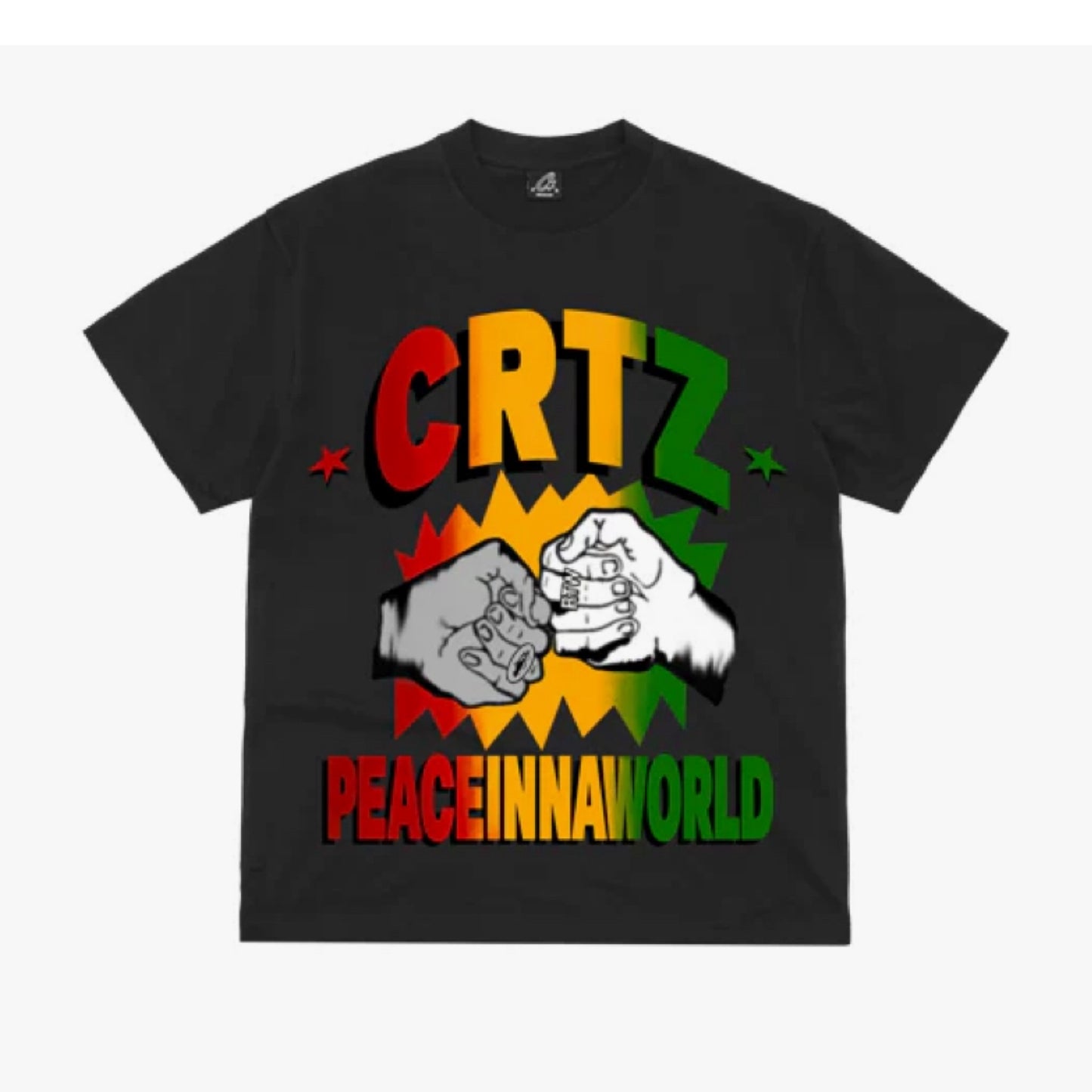 Corteiz Cartoon Peace In The Wold T-Shirt Black