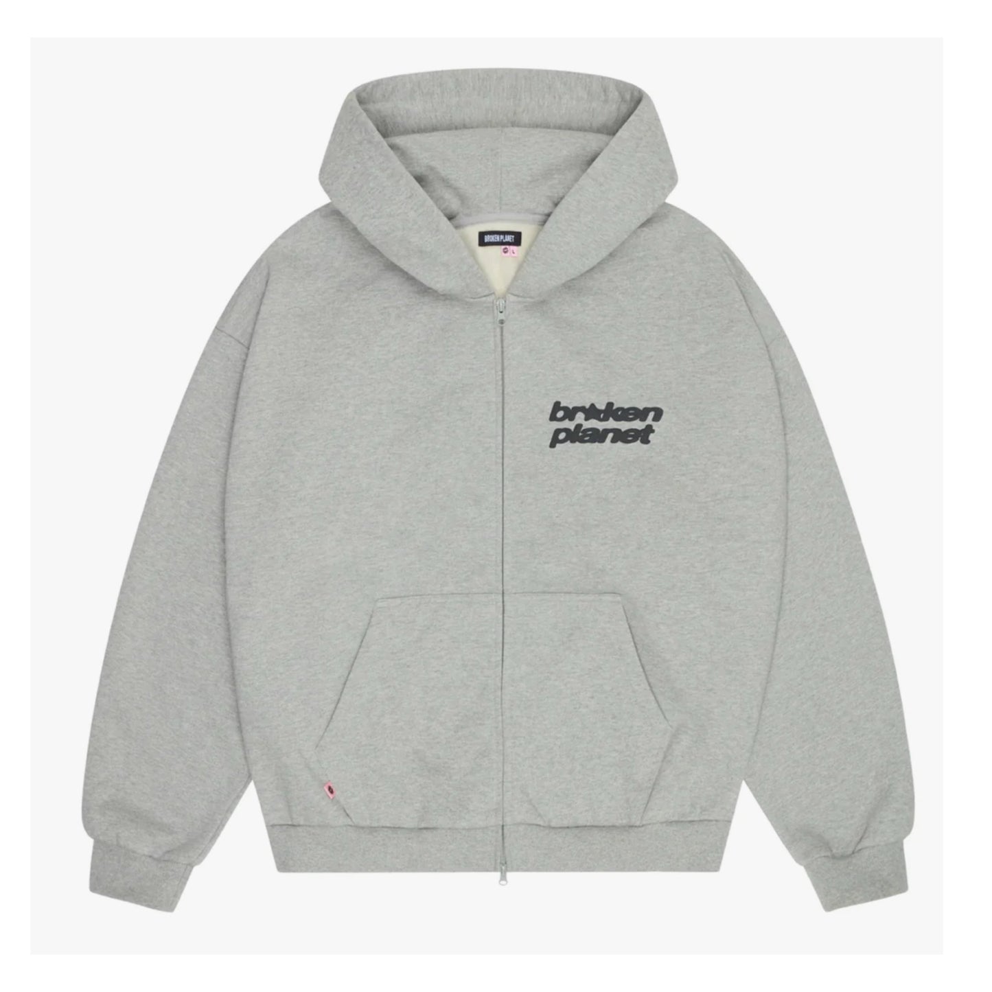 Broken Planet Star Logo Zip-Up Hoodie Heather Grey