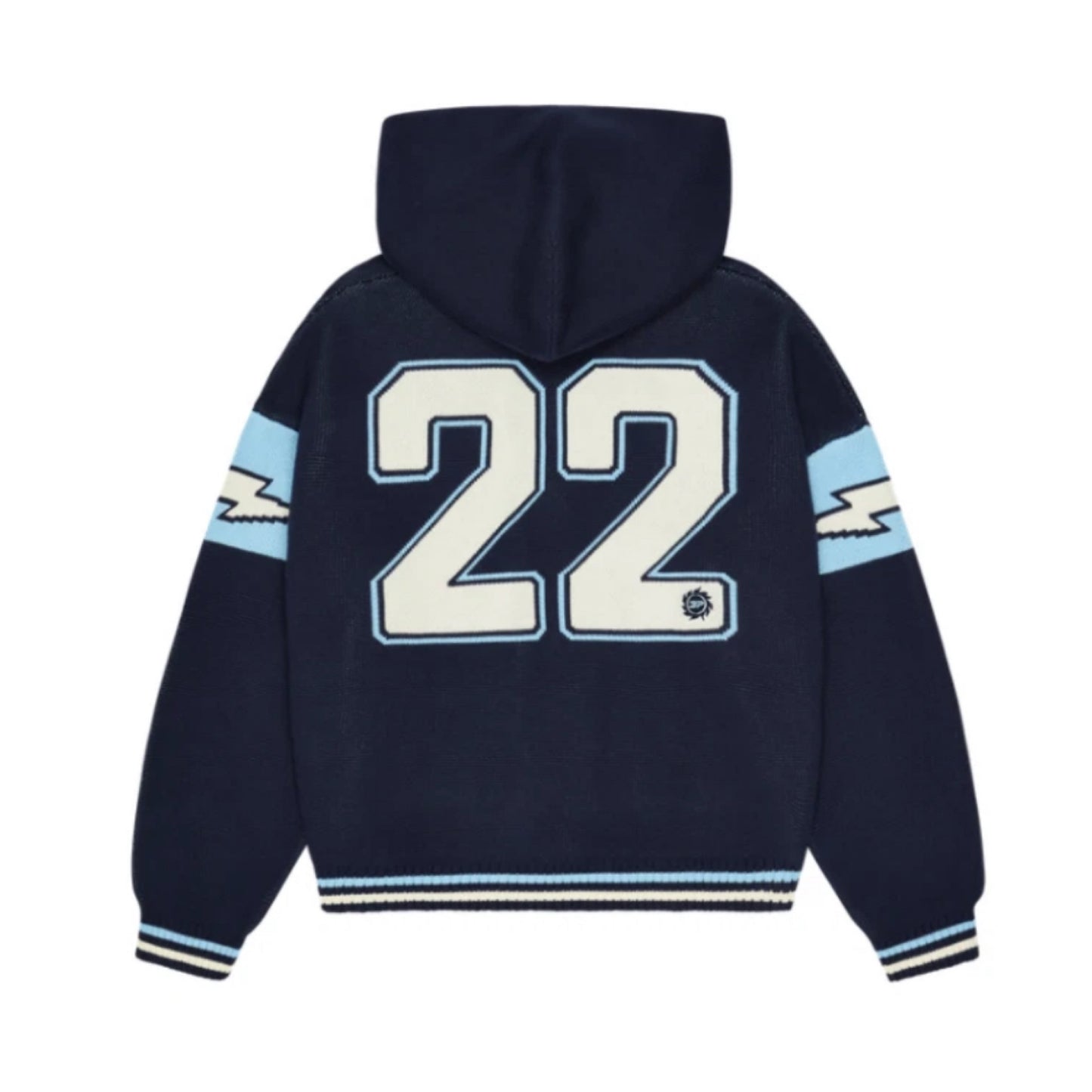 Broken Planet Varsity Knit Zip Up Hoodie Navy Blue